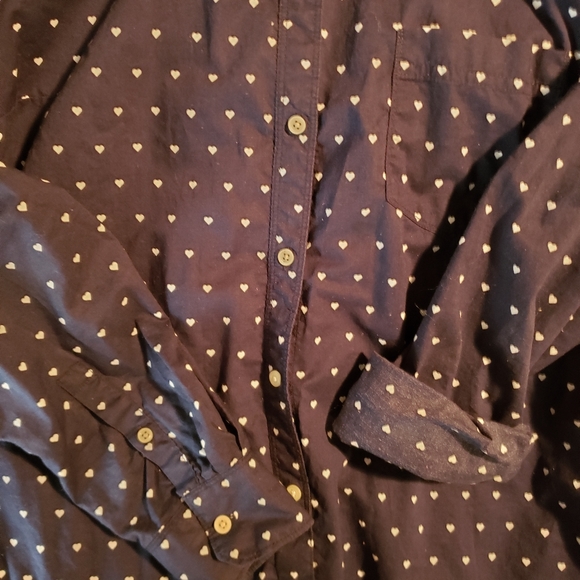 Gap blue with small white polka dots button up blouse. - Picture 3 of 5
